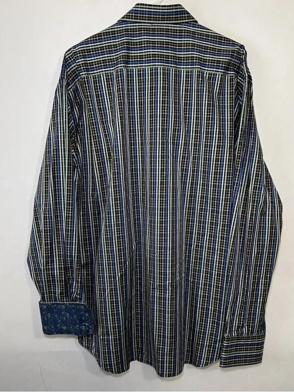 Men's Blue Plaid Long-Sleeve Dress Shirt